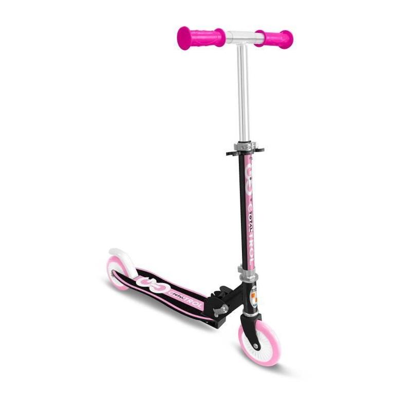 Trottinette pliable rose avec plateau ergonomique