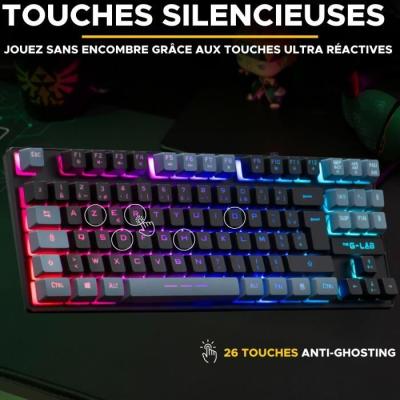 Clavier Gamer TKL - The G-Lab KEYZ CAESIUM - Effets RGB - Noir & Gris