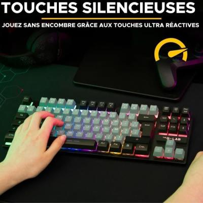 Clavier Gamer The G-Lab KEYZ CAESIUM RGB Gris & Noir TKL - Compact et Lumineux