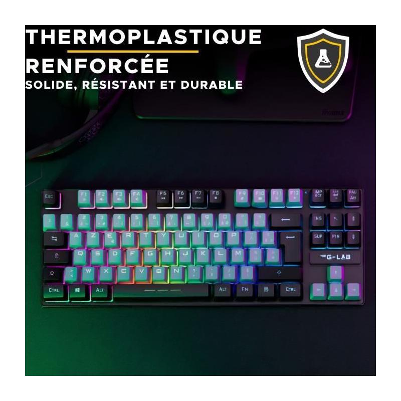 Clavier Gamer The G-Lab KEYZ CAESIUM RGB Gris & Noir TKL - Compact et Lumineux