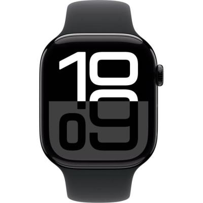 Apple Watch Series 10 GPS + Cellular - Boîtier Aluminium Jet Black - Bracelet Sport Noir - M/L