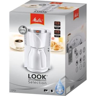 Cafetière filtre MELITTA Look IV Therm Selection 1011-11 Blanc/Acier Brossé - 12 tasses