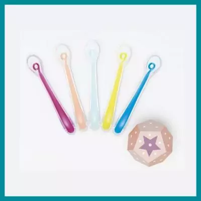 Lot de 5 Cuilleres bébé 1er âge en silicone ergonomiques et sans BPA