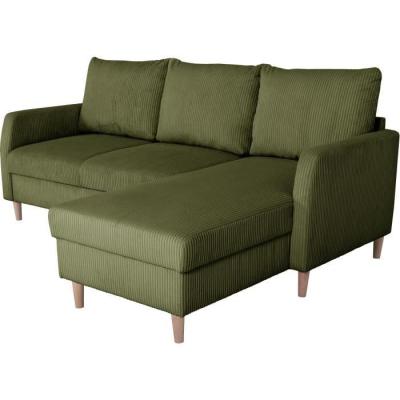 Canapé d'angle fixe 3 places CHIPY - Tissu Lincoln Kaki