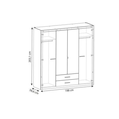 Armoire Chene Kronberg - 4 portes et 2 tiroirs - 203,1 cm