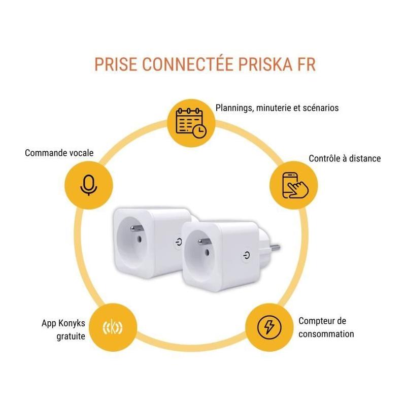 Lot de 2 prises connectées Wi-Fi + BT - KONYKS - Priska FR Dual Pack