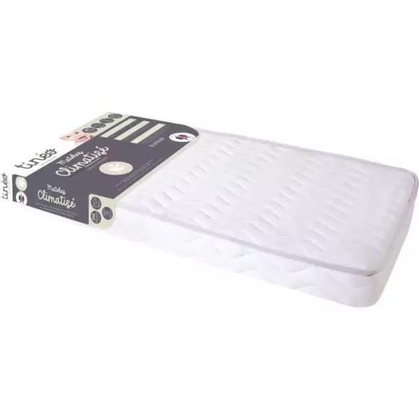 Matelas Climatisé TINEO 60x120x10cm - Matelas Bébé - Climatisé - 1 Face Été - 1 Face Hiver - Sans Traitement - Fabriqué E