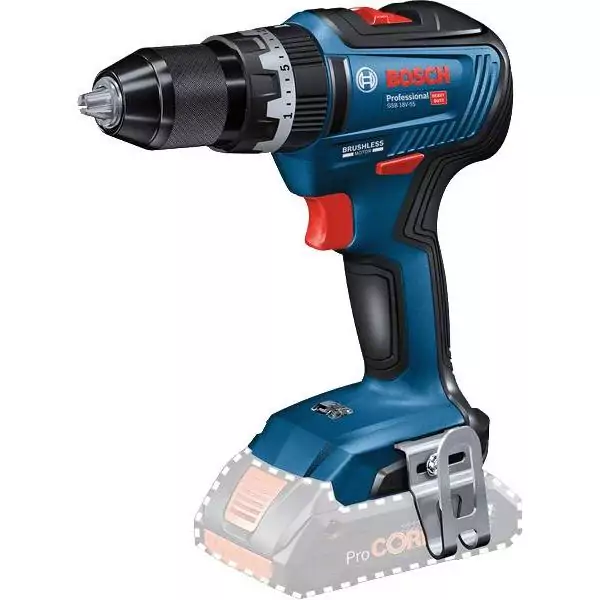 Bosch GSB 18V-55 Professional 1800 tr/min Sans clé 1 kg Noir, Bleu
