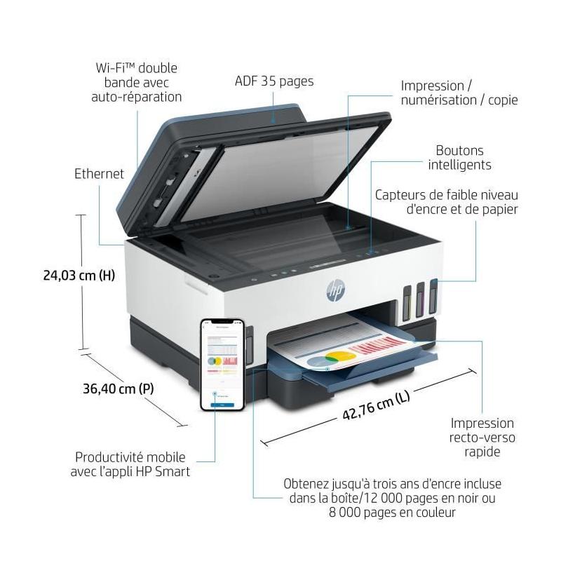 Imprimante tout-en-un HP Smart Tank 7306: Impression couleur sans tracas