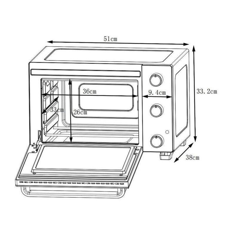 Minifour électrique 35L noir - Rotissoire et Convection naturelle