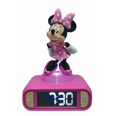 Réveil Minnie 3D lumineux avec effets sonores - Rose et noir - LEXIBOOK