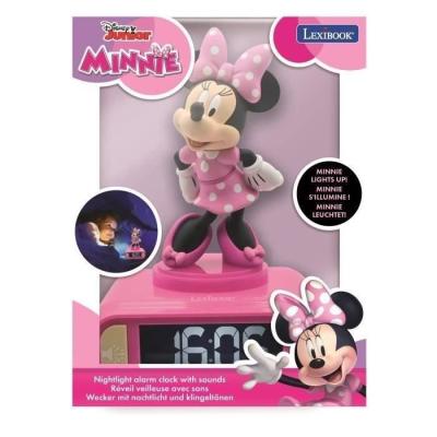Réveil Minnie 3D lumineux avec effets sonores - Rose et noir - LEXIBOOK