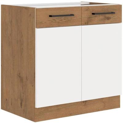 Meuble bas ROCK - Chêne Lancelot et Blanc - 80 cm