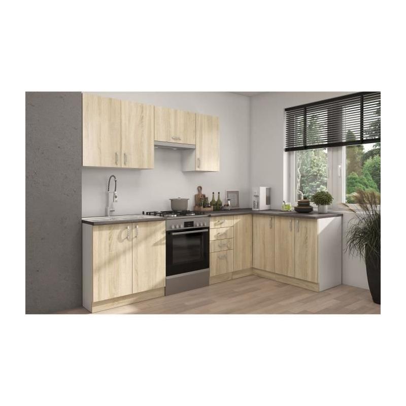 Meuble bas four chene sonoma - Livraison compacte