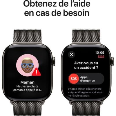 Apple Watch Series 10 GPS + Cellular 46mm Titanium Slate - Bracelet Milanais Slate - S/M