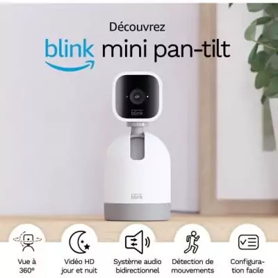 Caméra mini Pan-Tilt - BLINK HOME SECURITY - Blanc | Surveillez en toute discrétion