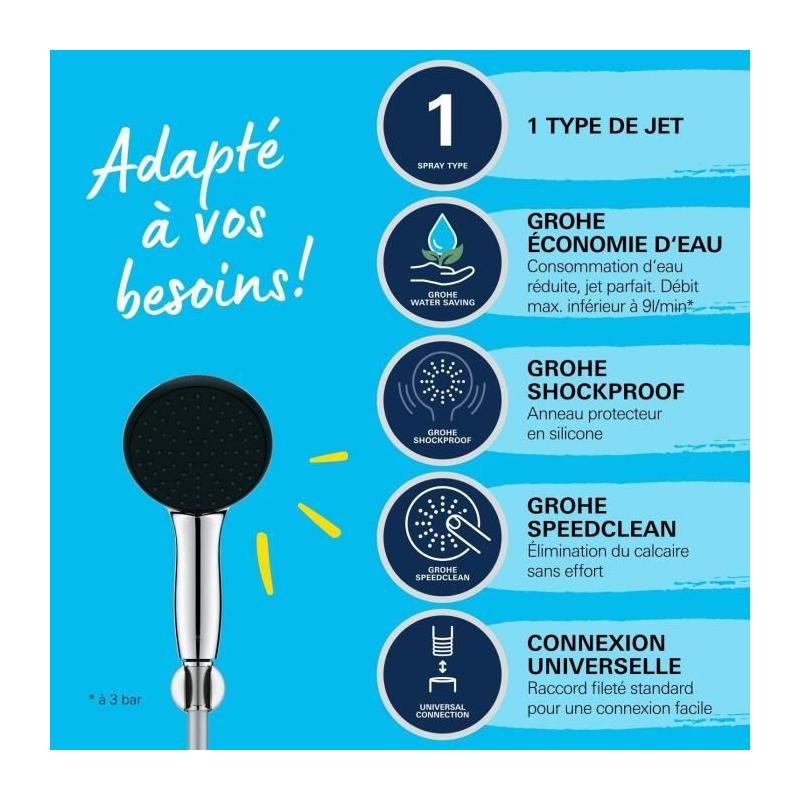 Ensemble de douche GROHE Vitalio Start 110 - Economie d'eau