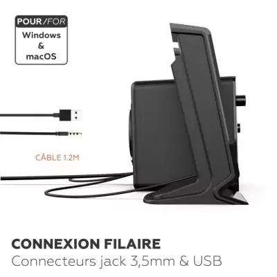 Enceinte 2.1 - MOBILITY - ML314006 - Noir - 2 haut-parleurs - 5W de puissance