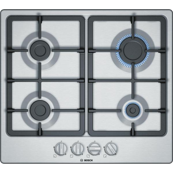 Bosch Serie 4 PGP6B5B90 plaque Acier inoxydable Intégré 60 cm Gaz 4 zone(s)