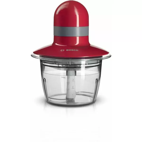 Hachoir BOSCH MMR08R2 - Rouge/Gris - 400W - Capacité 0,8L - Couteau inox - Batteur a blancs