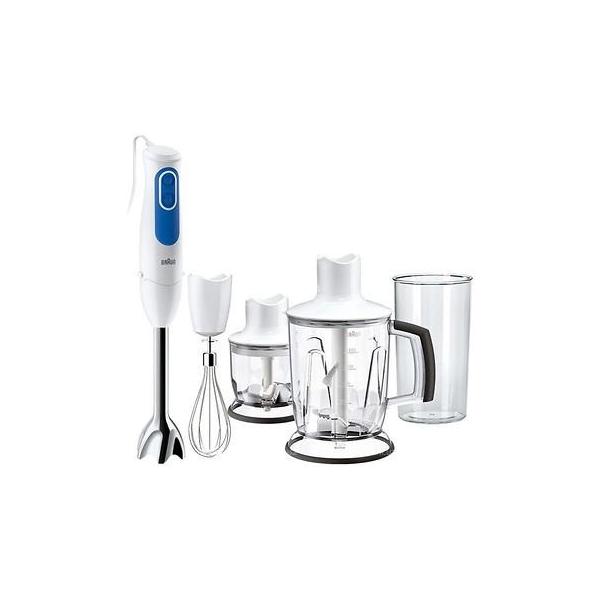 Mixeur plongeant - BRAUN - MQ3045WH Aperitive - MultiQuick 3 avec 2 hachoirs - Blanc et Bleu