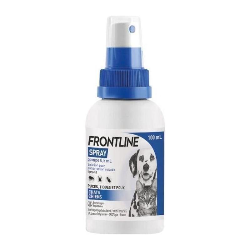 Protégez votre animal avec FRONTLINE Spray 100 ml contre puces, tiques et poux - Chien et chat