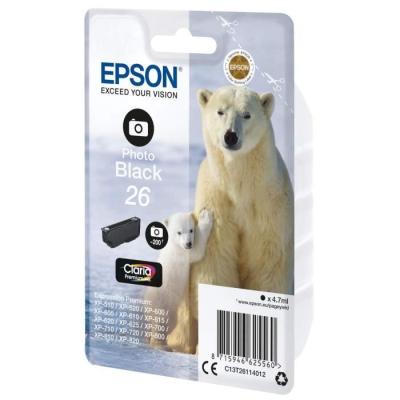 Cartouche d'encre EPSON T2611 Noir photo - Ours Polaire | Imprimante - Longueur: 11cm, Largeur: 14cm, Hauteur: 3cm