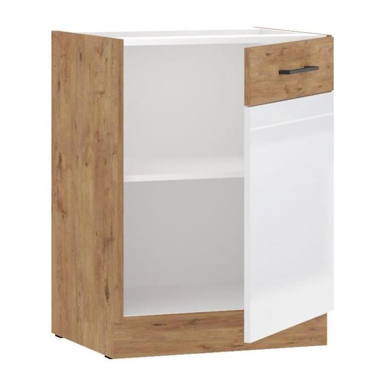 Meuble bas ROCK - Chene Lancelot et Blanc brillant
