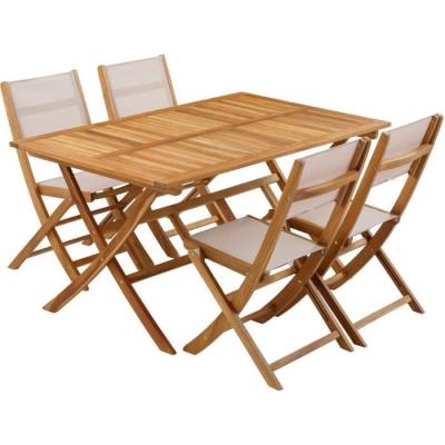 Ensemble repas de jardin en bois d'eucalyptus FSC - BANGGI - 4 personnes Livraison: 154 x 93 x 55 cm
