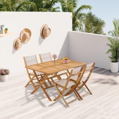 Ensemble repas de jardin en bois d'eucalyptus FSC - BANGGI - 4 personnes Livraison: 154 x 93 x 55 cm