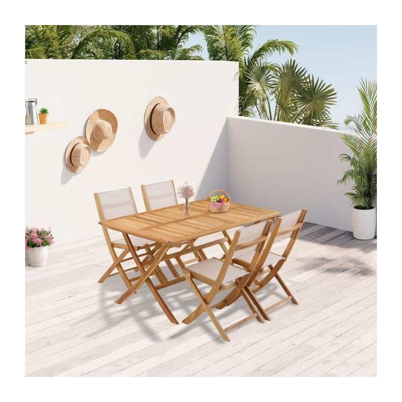 Ensemble repas de jardin en bois d'eucalyptus FSC - BANGGI - 4 personnes Livraison: 154 x 93 x 55 cm