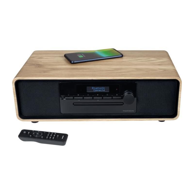 Micro-chaîne Bluetooth Thomson - Bois/Noir, 60W, Radio FM/DAB+/CD/MP3/USB