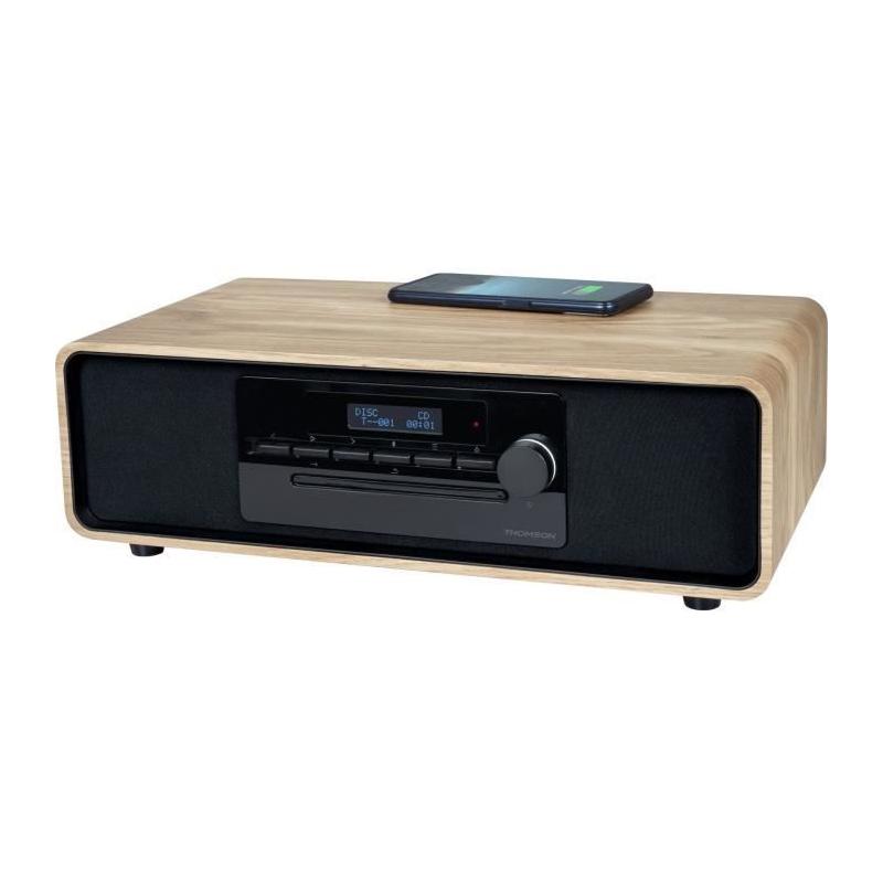 Micro-chaîne Bluetooth Thomson - Bois/Noir, 60W, Radio FM/DAB+/CD/MP3/USB