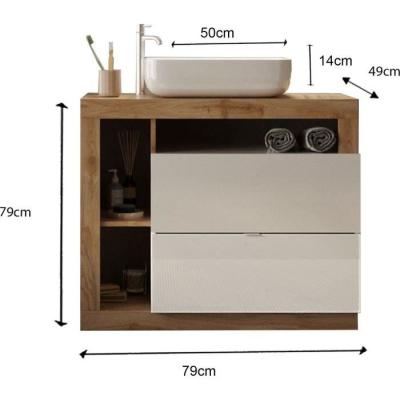 Ensemble Meuble salle de bain HAMBOURG L78 - Design épuré - Chêne clair et blanc