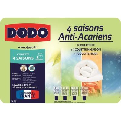 Couette 4 saisons anti-acariens DODO - 240 x 260 cm - Blanc