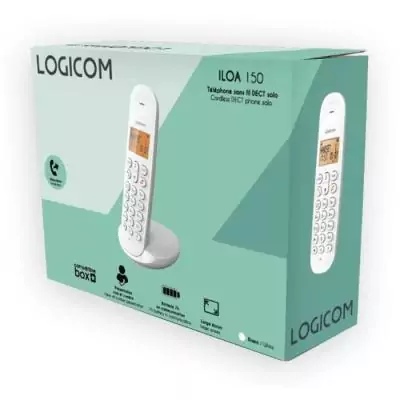 Téléphone fixe sans fil LOGICOM DECT ILOA 150 SOLO - Blanc - Compact et pratique