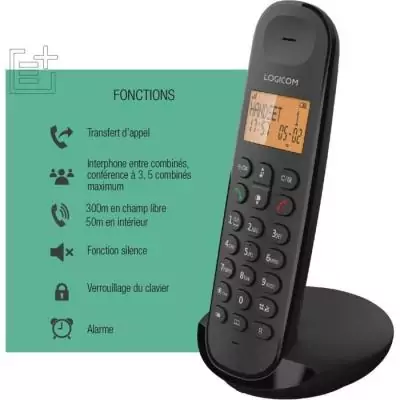 Téléphone fixe sans fil LOGICOM DECT ILOA 150 SOLO - Ardoise - Compact