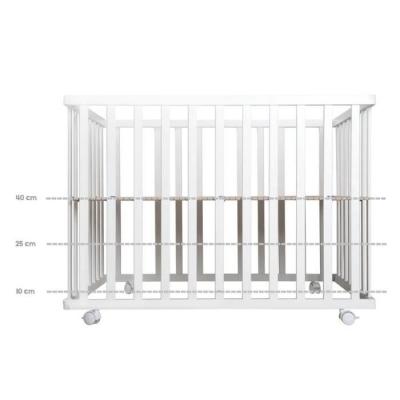 Parc Bébé 100x75 cm + Tapis Chouette + Roues - ROBA, Bois Blanc