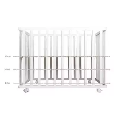 Parc Bébé 100x75 cm + Tapis Chouette + Roues - ROBA, Bois Blanc