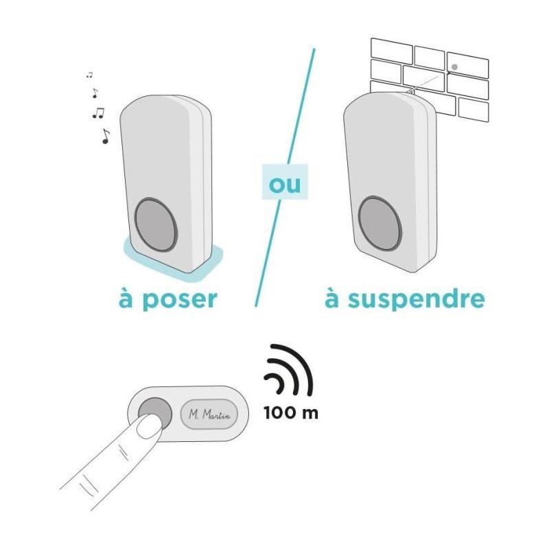Sonnette sans fil OneBell 100 - SCS SENTINEL - 15 mélodies - IP55