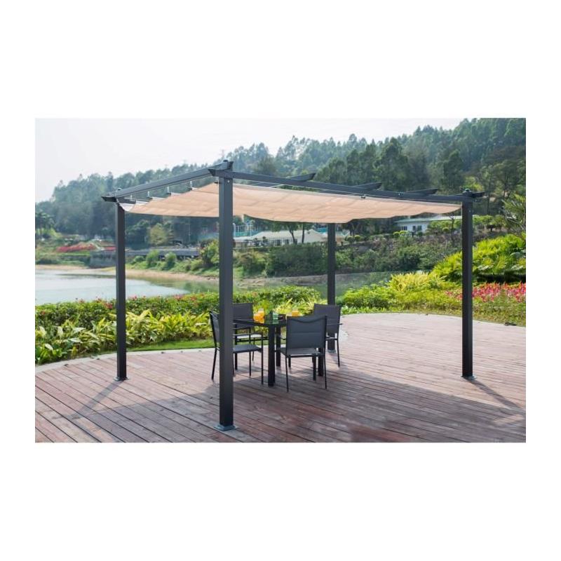 Pergola aluminium CORDOBA - Ecru - 4 x 3 m - Facile à monter