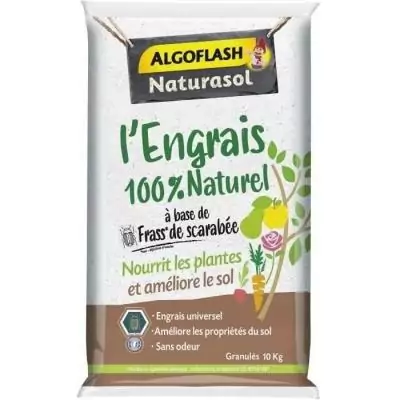 Engrais 100% Naturel Complet à Base de Fumier de Scarabée - ALGOFLASH NATURASOL - 10 kg
