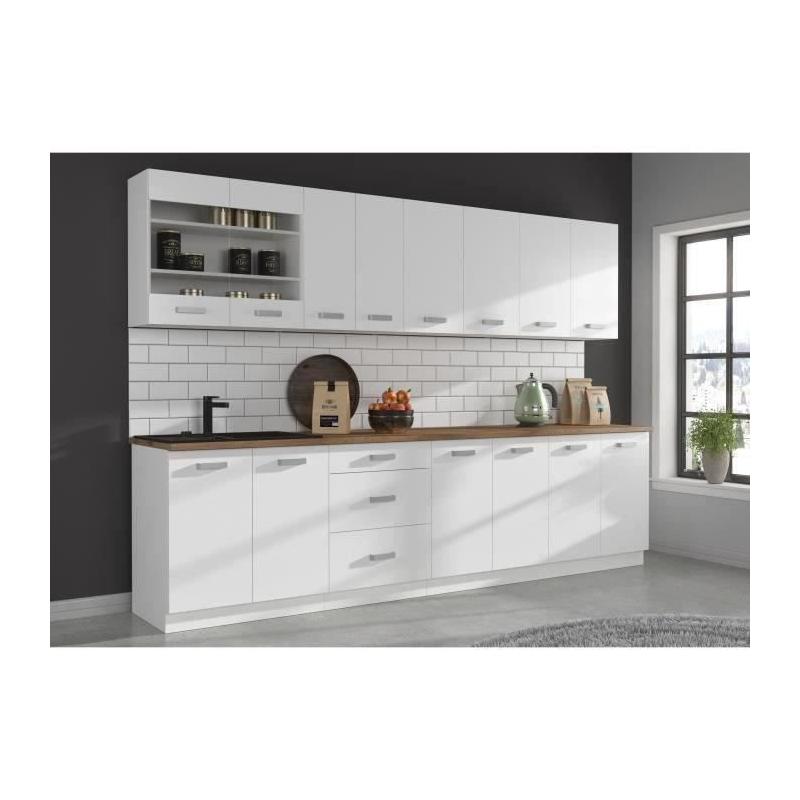 Meuble sous-évier 2 portes - Décor blanc - L 80 x H 82 x P52 cm