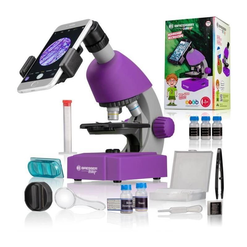 Microscope 40x-640x BRESSER JUNIOR LED Violet - Kit Expérimentation