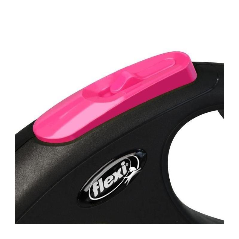 Laisse sangle TRIXIE flexi New NEON - Taille S - 5m - Rose fluo - Pratique et flashy