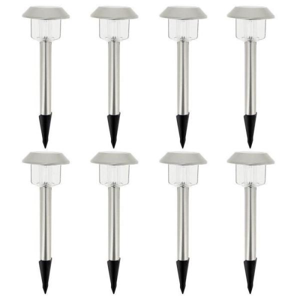Lot de 8 balises solaires LED blanc froid - ALESIA - LUMISKY - Métal - Extérieur
