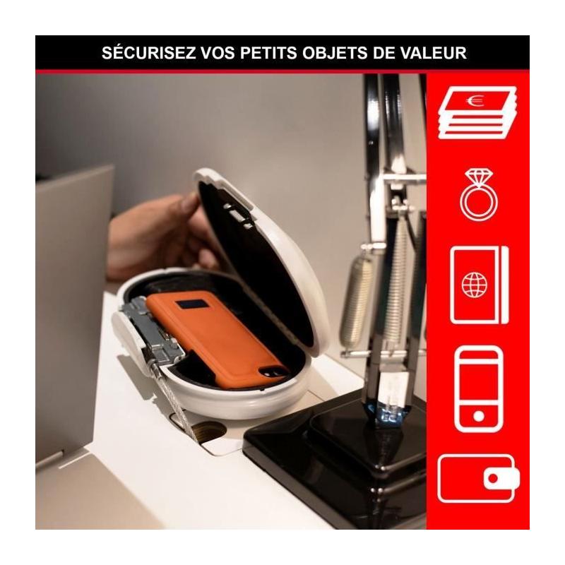 Mini Coffre-fort Portable - MASTER LOCK - Blanc - Avec Câble