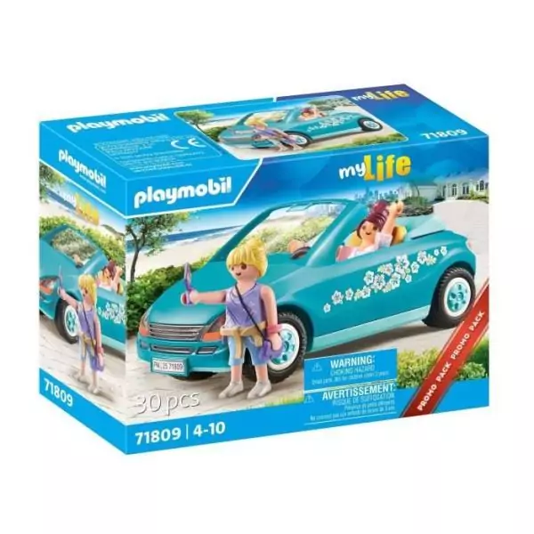 PLAYMOBIL 71809 Cabriolet et jeunes filles avec perche a selfie, My Life, 30 pieces, Des 4 ans