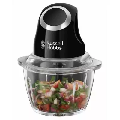 Mini Hachoir RUSSELL HOBBS Desire 24662-56 - Puissant 200W - Bol en verre 1 L - Lames inox - Noir mat