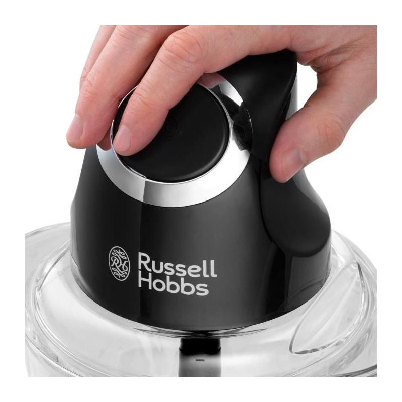 Mini Hachoir RUSSELL HOBBS Desire 24662-56 - Puissant 200W - Bol en verre 1 L - Lames inox - Noir mat